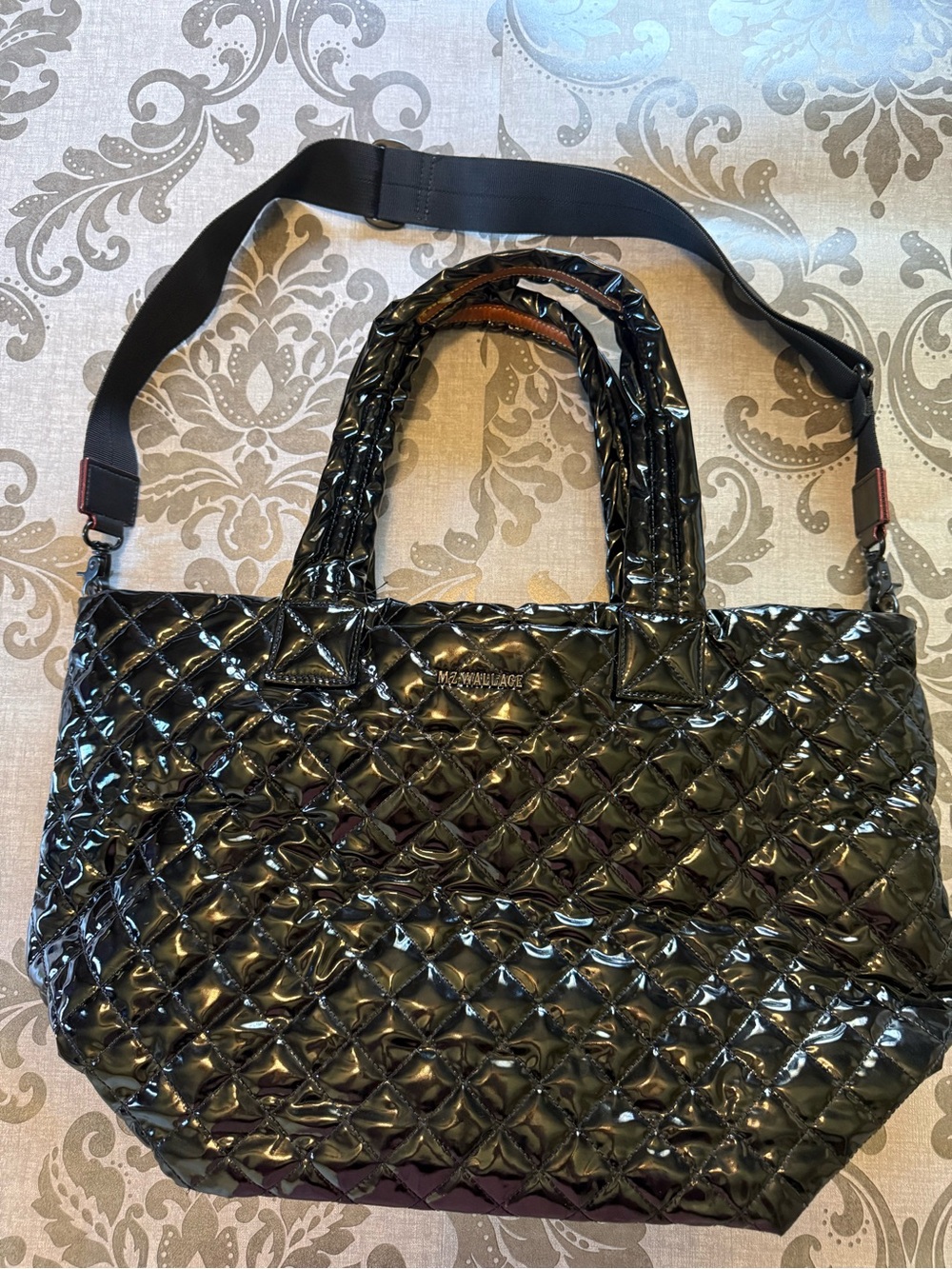 MZ Wallace Black Lacquer Metro Tote Deluxe - MEDIUM